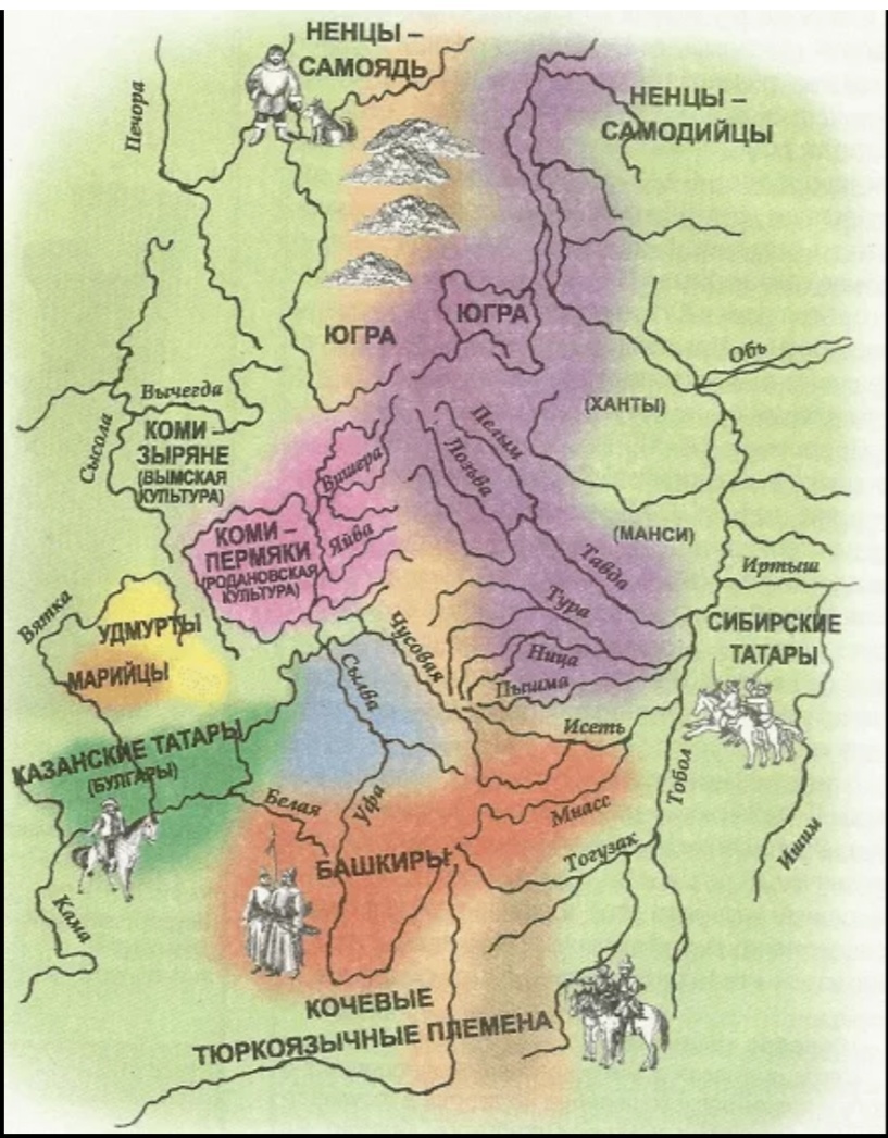История народы урала. Карта расселения народов Урала. Коренное население Урала карта. Карта коренных народов Урала. Территория Урала в 17 веке.