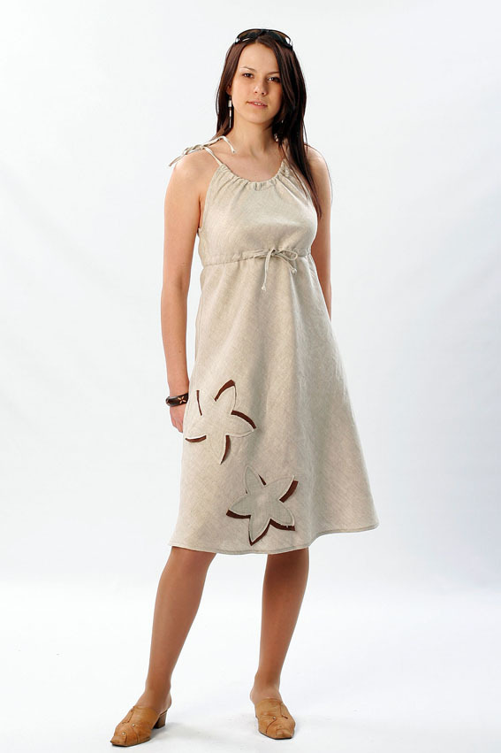 Модели платьев для полных женщин из льна