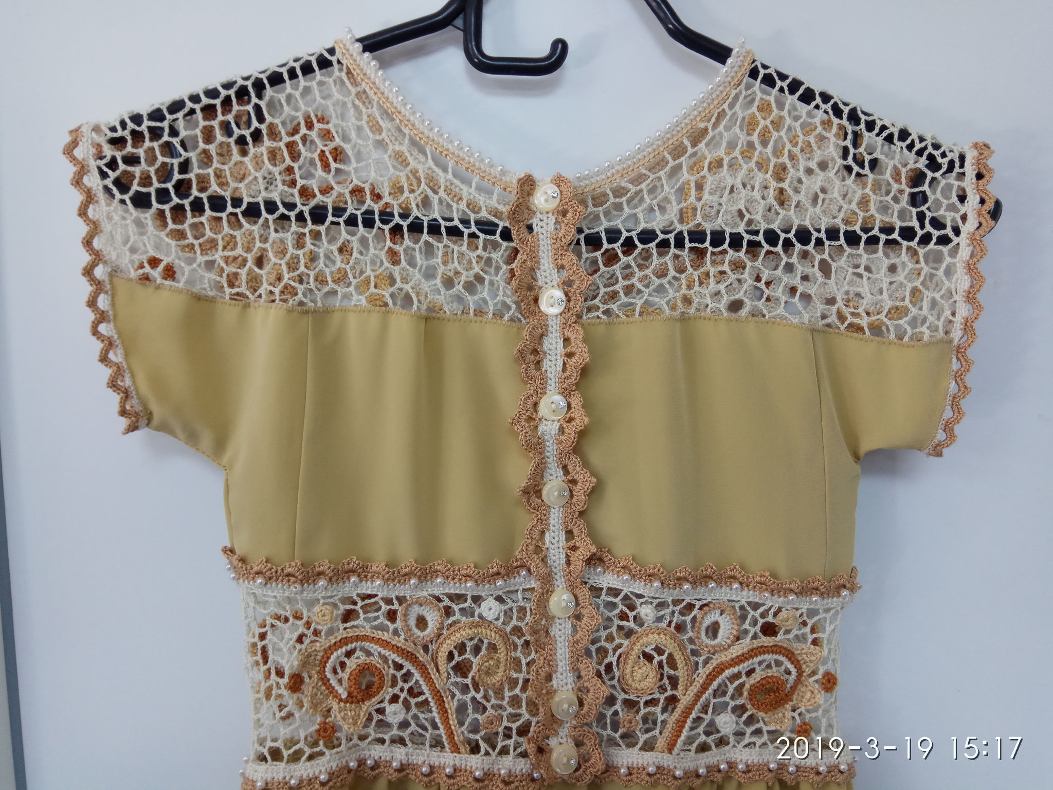 Комбинировать Платье Вязание Крючком И Ткань фото 18