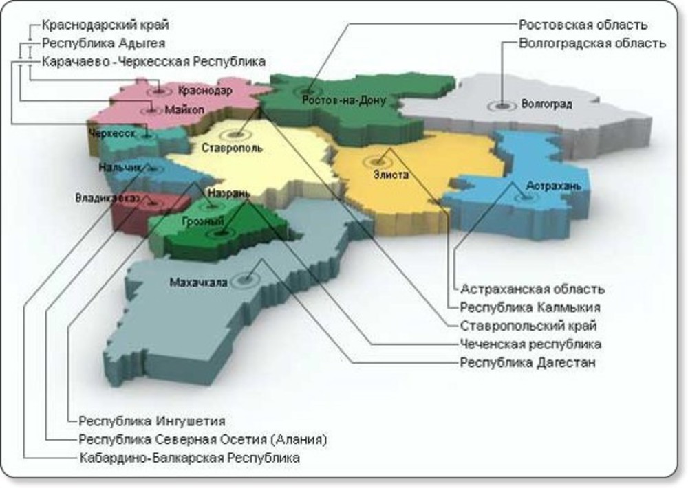 Карта регионов юга россии